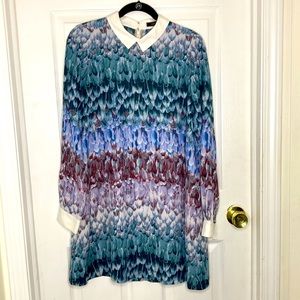 BCBGMAXAZRIA Maris Collar Dress Dusty Elm Com Size M Pockets Unlined